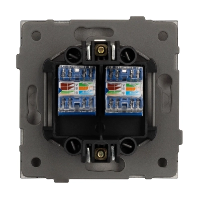 Механизм компьютерной розетки двойной SCT-TENDO-MPC2-PL-GR (RJ-45, CAT6) (Arlight, -)