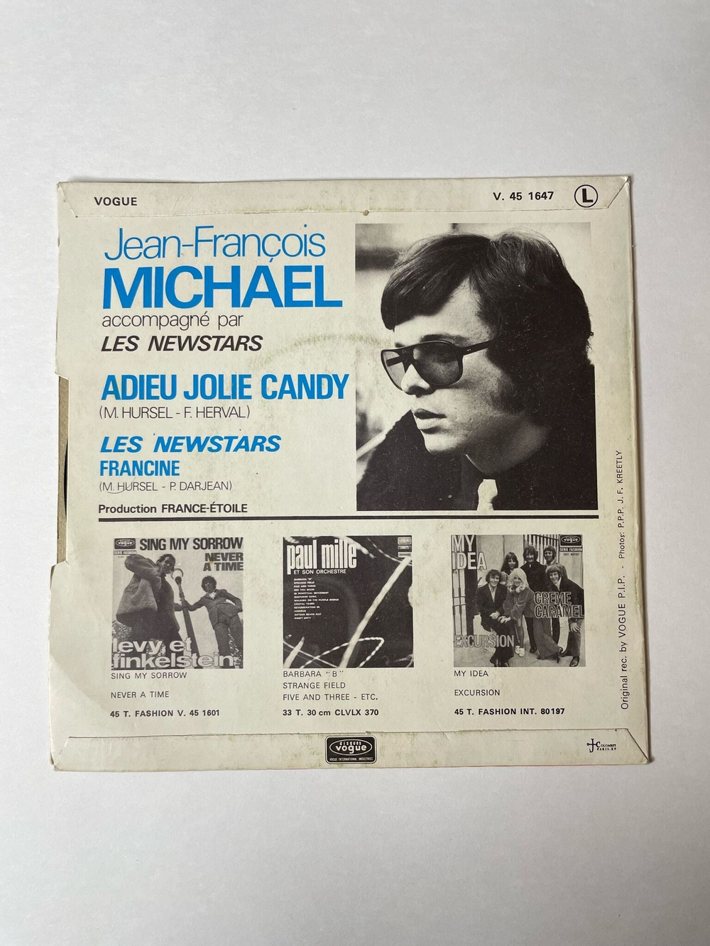 Винтажная виниловая пластинка LP Jean Francois Michael / Les Newstars (France 1969) 7 дюймов