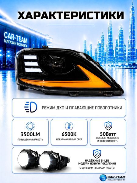 Фары Лада Ларгус передние "Best Partner" в стиле Lexus с Bi LED модулями, ДХО и плавающими поворотниками