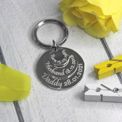 Тройной брелок Born Husband Daddy с гравировкой на заказ