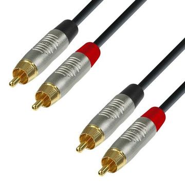 Adam Hall K4TCC0030 - кабель аудио REAN 2 x RCA (M) - 2 x RCA (M), 2 x 0.22 мм2, 0.3 м, черный