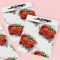 Ткань шифон красные букеты на белом фоне