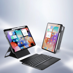 Защитный чехол подставка с клавиатурой (RUS) от Dux Ducis для Xiaomi Pad 6 и Pad 6 Pro, серия DK Series Keyboard, русская клавиатура с подсветкой