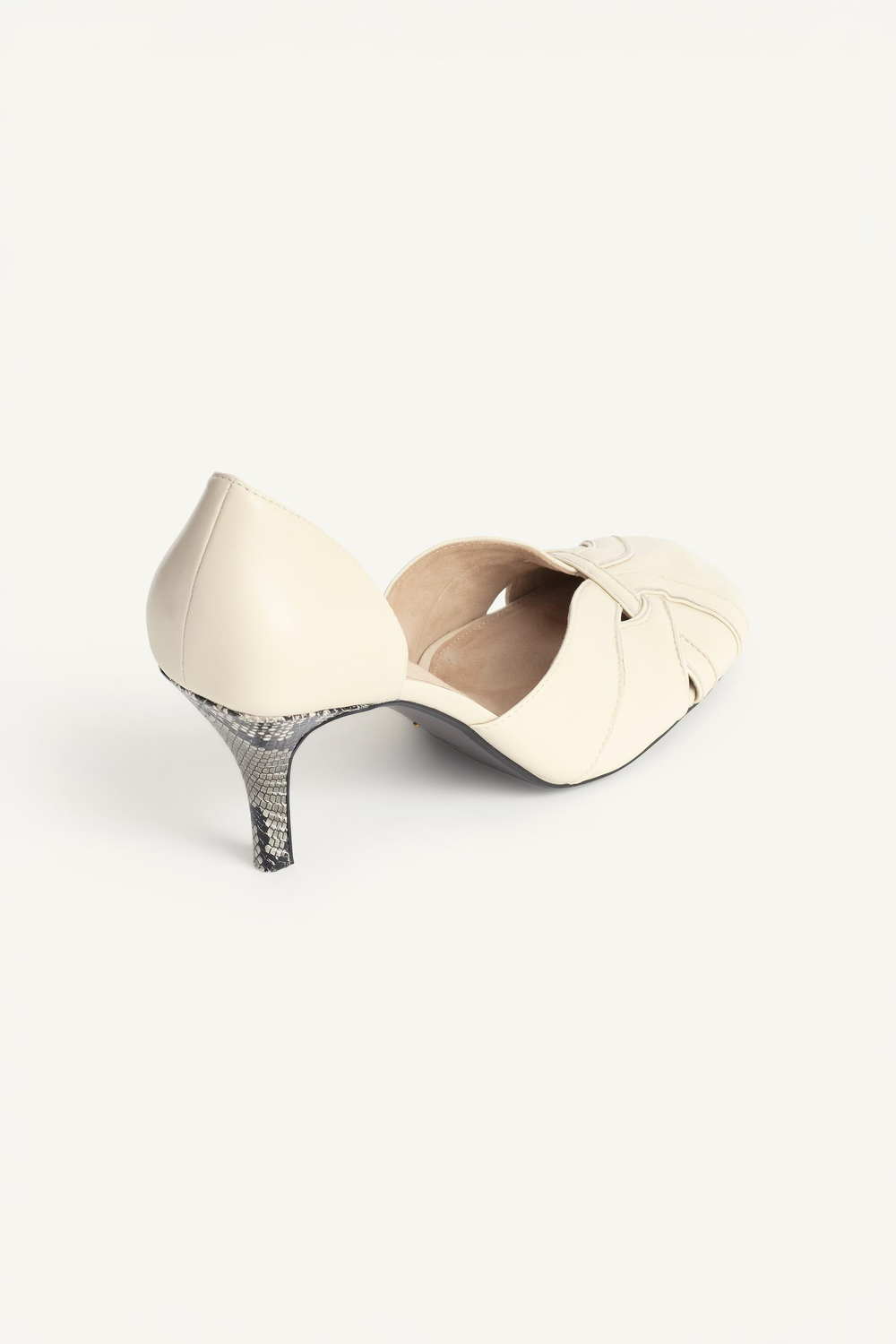 ZARA КОЖАНЫЕ ТУФЛИ НА КАБЛУКЕ - LIMITED EDITION, ЭКРЮ/БЕЛЫЙ