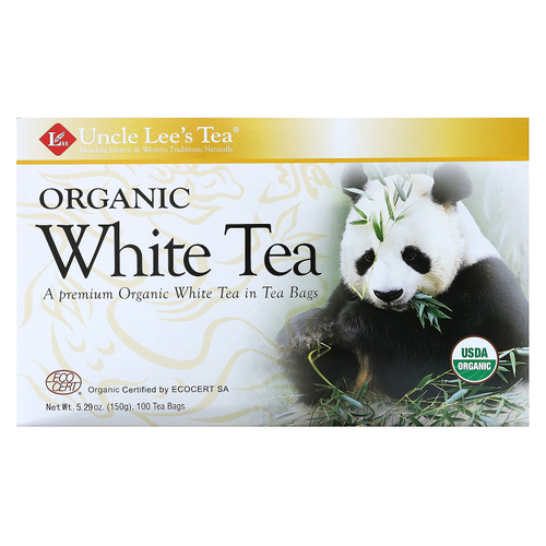 Uncle Lee's Tea, Органический белый чай, 100 чайных пакетиков, 150 г (5,29 унции)