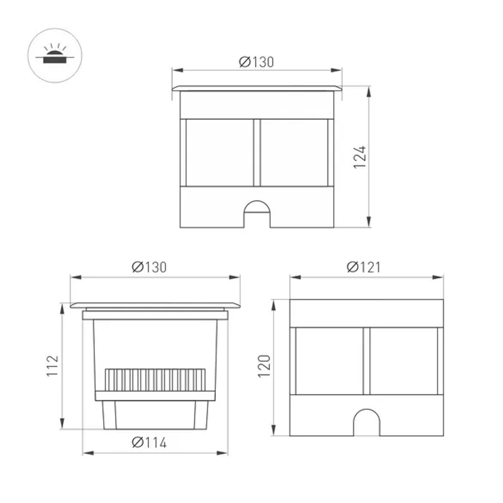 Светильник LTD-DAFNA-GROUND-R130-11W Warm3000 (SL, 10 deg, 230V) (Arlight, IP67 Металл, 5 лет) 061189