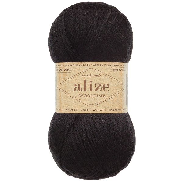 Пряжа Alize (Ализе) Wooltime / уп.5 мот. по 100 г, 200 м, 60 чёрный