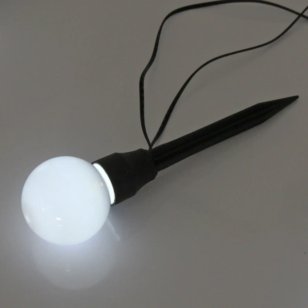 Гирлянда для улицы «Светящийся шар» 3.5 м 6 ламп LED (d=5 см) чёрн.пров, 1 реж.,IP-54, Белый (солнечная батарея)