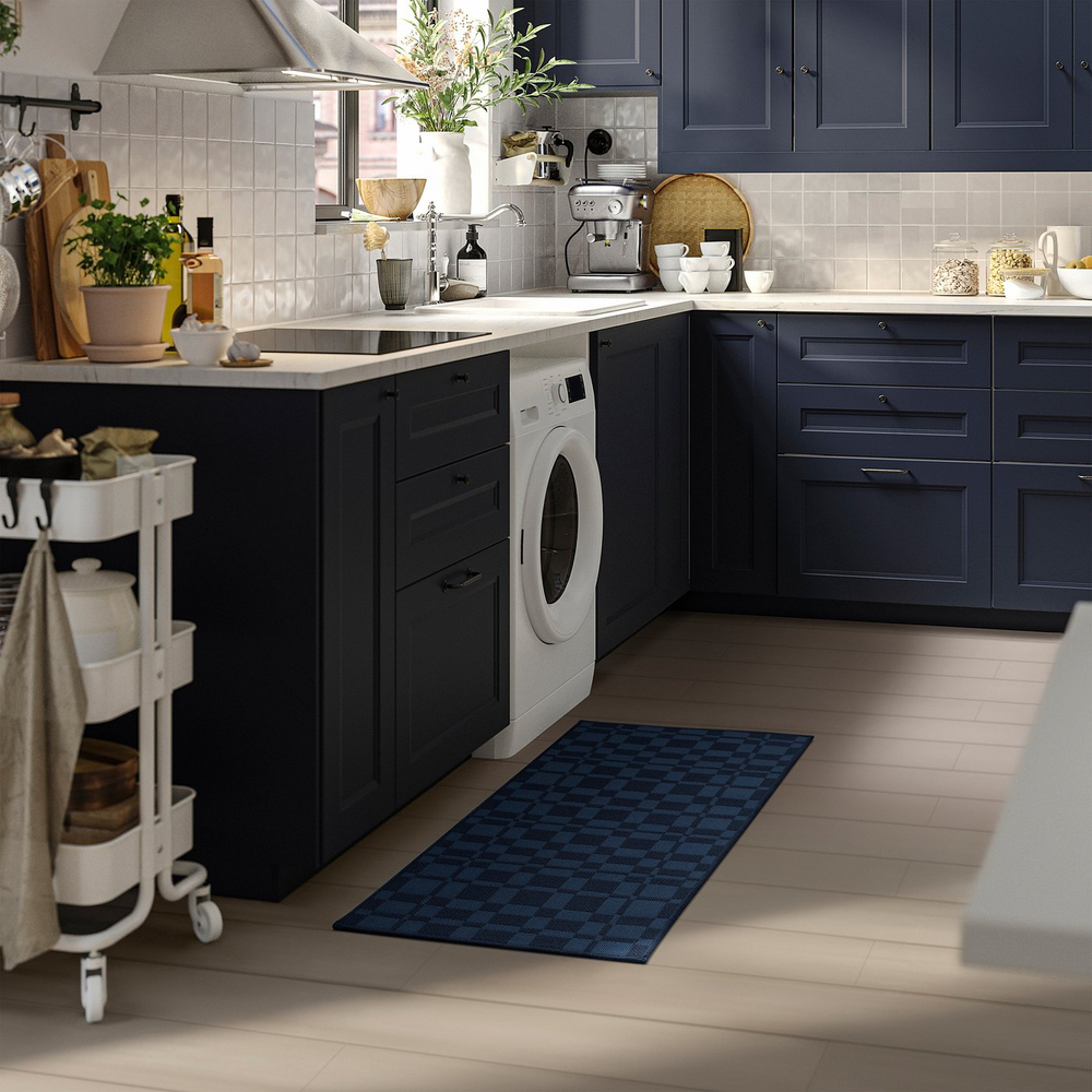 IKEA NATTÅG  (ИКЕА НАТТОГ)  -  Дорожка кухонная - тёмно-синяя/в клетку 45x120 см