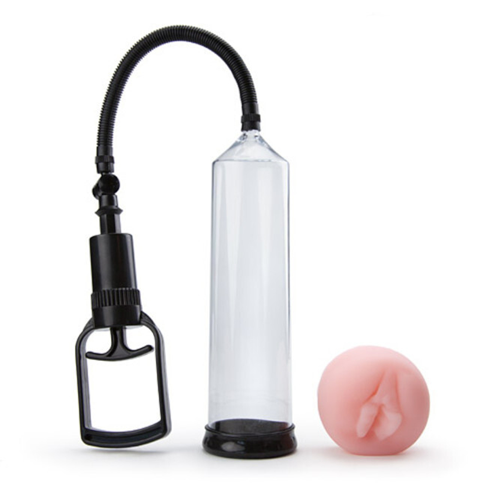 Вакуумная помпа мужская поршневая Penis Enlarger Pump (Цвет: прозрачный с черным)