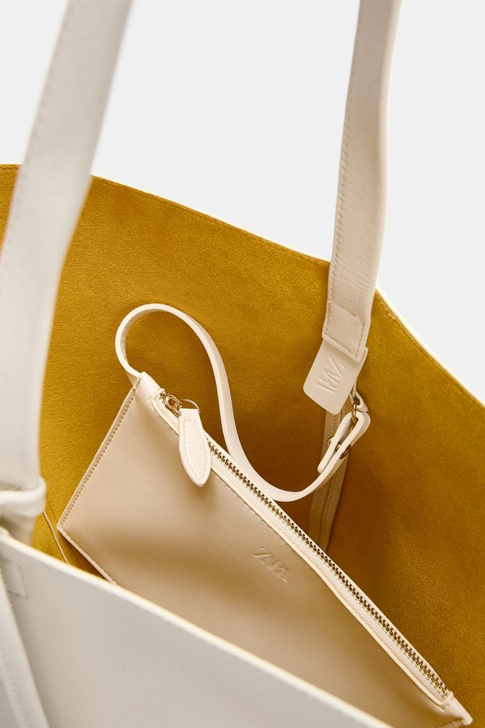ZARA КОЖАНАЯ СУМКА НА ПЛЕЧО, БЕЛЫЙ
