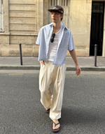 Мужская рубашка boxy fit с коротким рукавом и вышивкой, арт. 2842/710 - BERSHKA