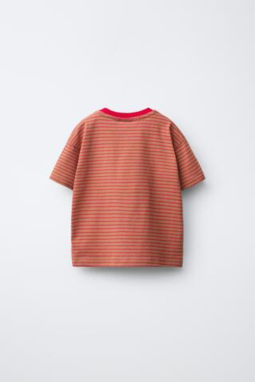 ZARA X PUKAS ФУТБОЛКА В ПОЛОСКУ PUKAS SURF, ЧЕРЕПИЧНЫЙ