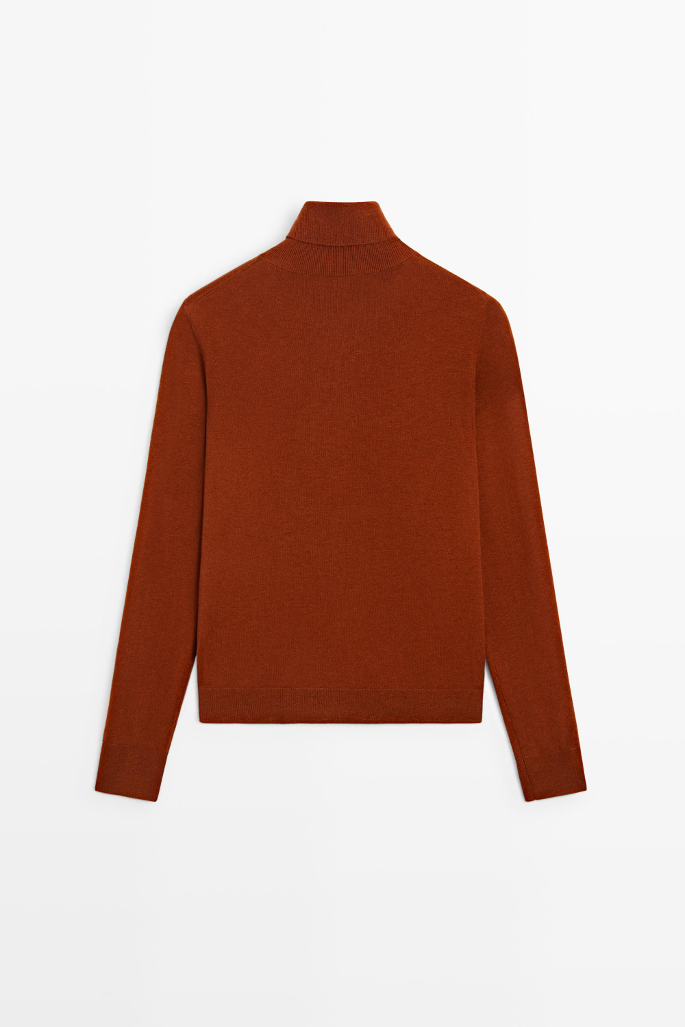 Massimo Dutti Свитер из смесовой шерсти с высоким воротником, терракотовый