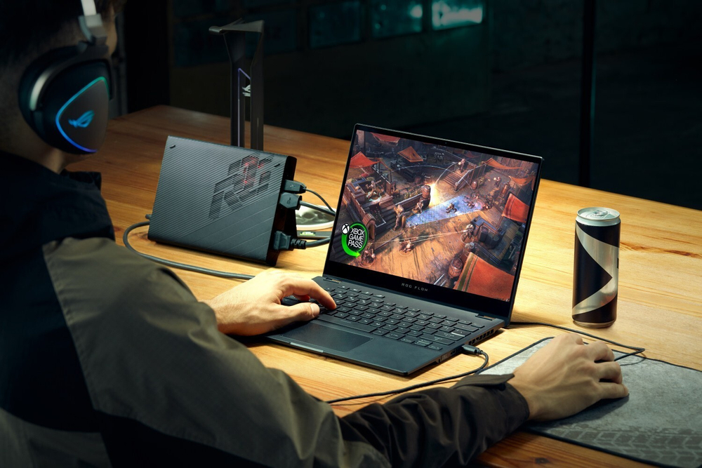 Ноутбук Asus ROG Flow X13 GV301QH-K5255T Ryzen 9-5980HS/32G/1Tb SSD/13,4; WQUXGA IPS Touch/NV GTX1650 4G + RTX3080 16G ext/WiFi/BT/Win10+мышь+сумка+стилус