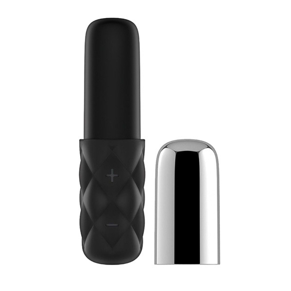 Чёрно-серебристая вибропуля 11см Satisfyer Sparkling Darling