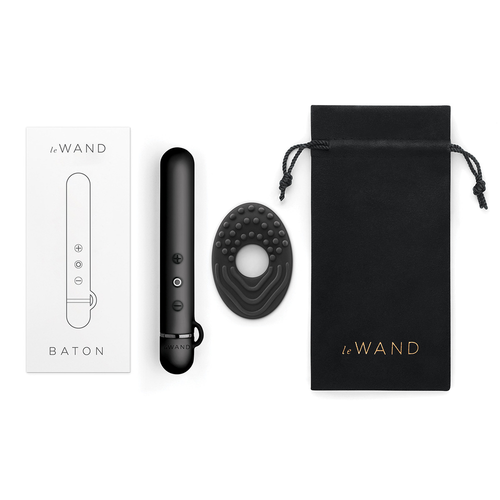 Силиконовый мини-вибратор класса люкс Le Wand Baton темный  хром