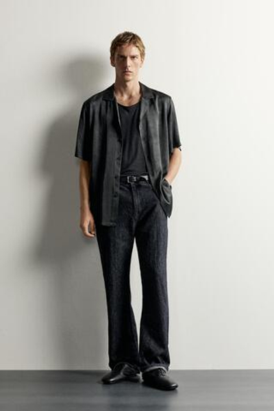 САТИНОВАЯ РУБАШКА С ПРИНТОМ С ЭФФЕКТОМ ВАРКИ — ZARA