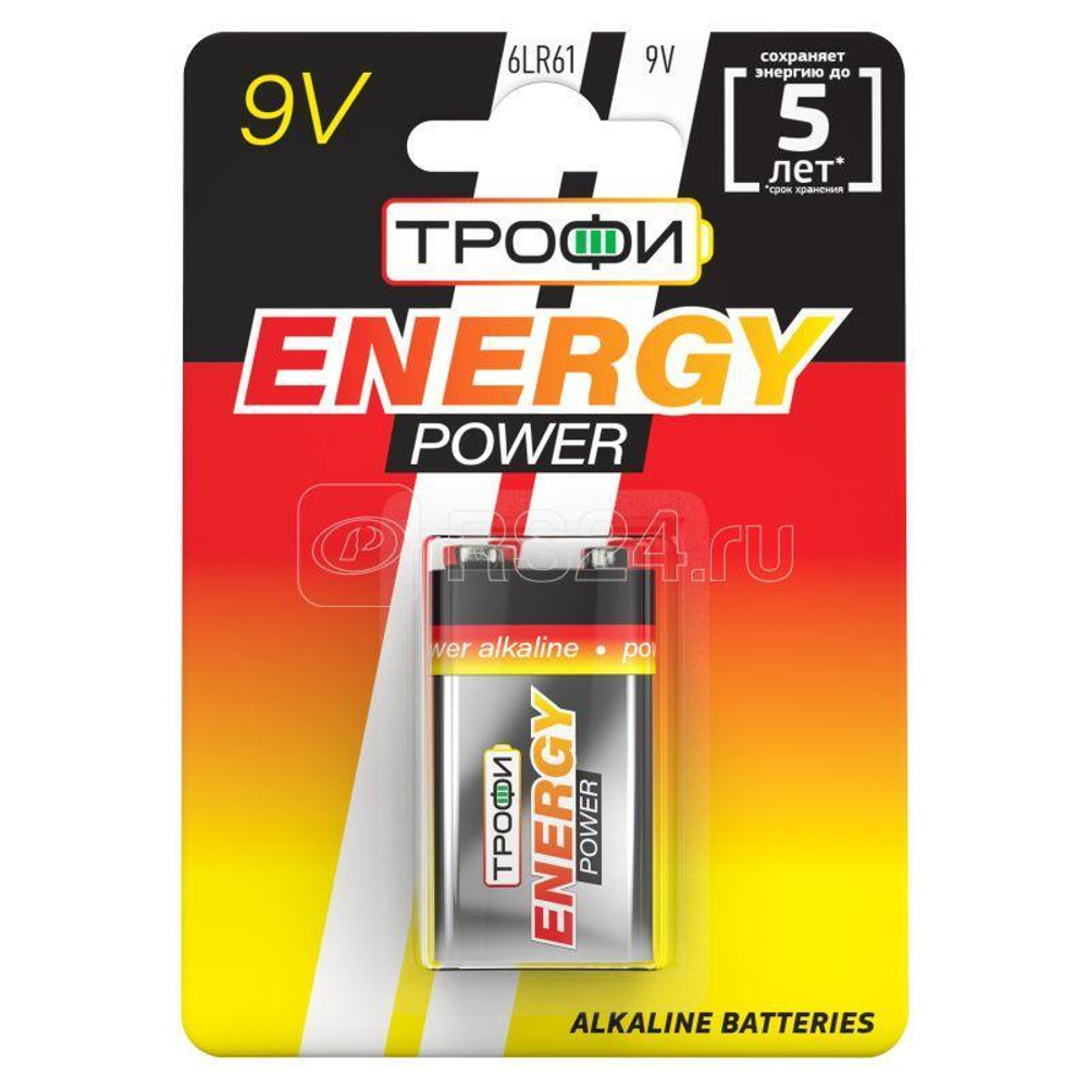 Элемент питания "Крона" (Батарейка Трофи) 6LR61-1 BL ENERGY POWER Alkalin(12/96/6144) Б0034928