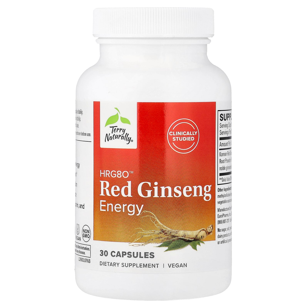 Terry Naturally, HRG80™, красный женьшень, 30 капсул (200 мг в 1 капсуле)