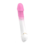 Бело-розовый вибромассажер 20,4см с крупной головкой Silicone Toys USK-V23