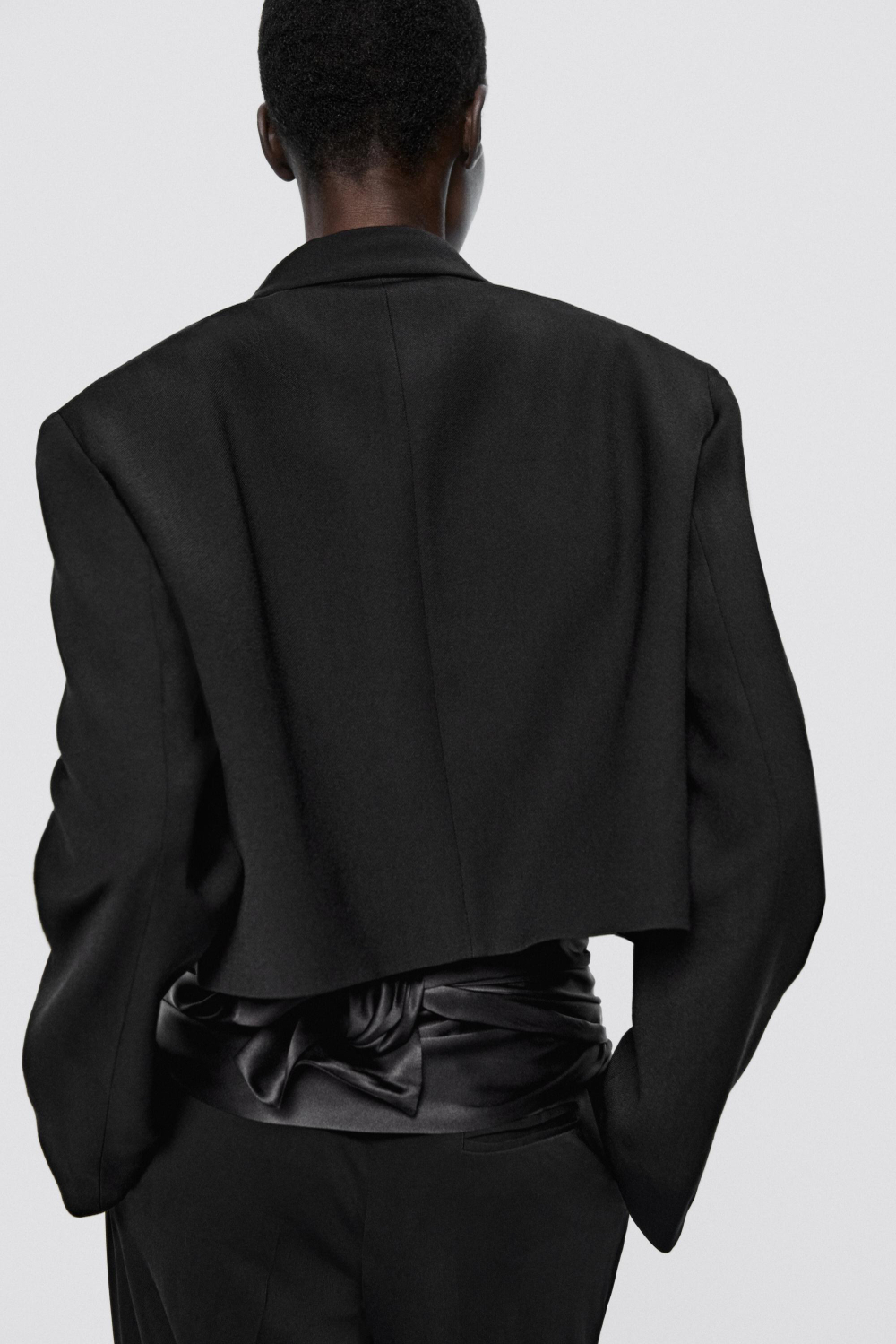 Massimo Dutti Короткий пиджак на шерстяной подкладке - Limited Edition, черный