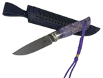 Нож Соболь Premium, Bohler K340, рукоять кап.клёна, мельхиор, темляк, сиреневый