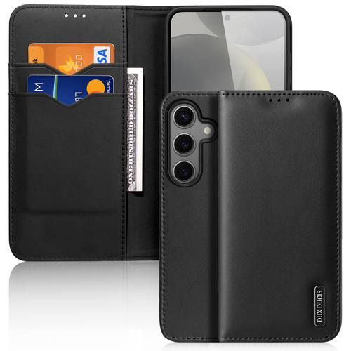 Чехол книжка из натуральной кожи с защитой RFID от Dux Ducis для смартфона Samsung Galaxy S25, серия Hivo Series Case
