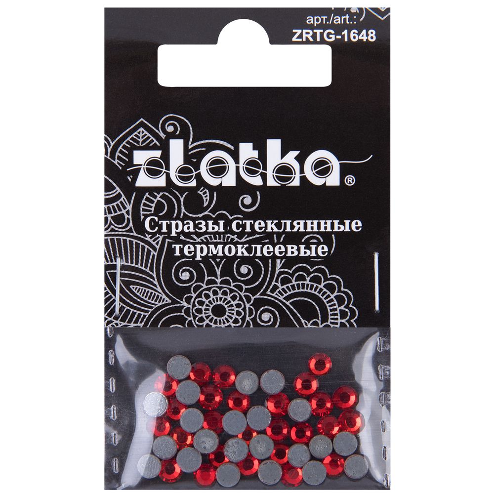 Стразы клеевые стекло 3.9 мм, 5х48 шт, SS16 №20 св.красный (Light Siam), Zlatka ZRTG-1648