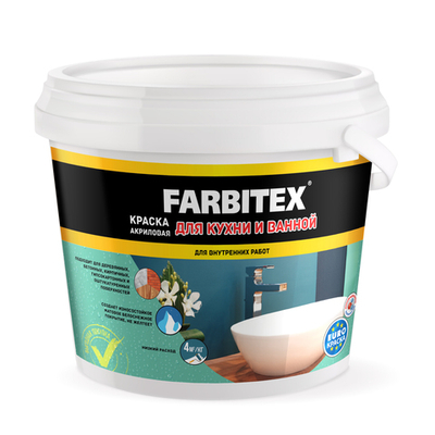 Краска акриловая для кухни и ванной 6кг FARBITEX