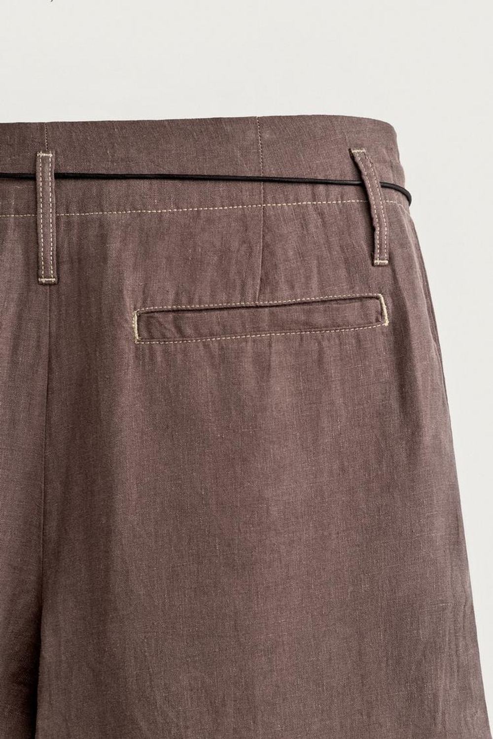 ZARA БРЮКИ СВОБОДНОГО КРОЯ ИЗ 100% ЛЬНА, КОРИЧНЕВЫЙ