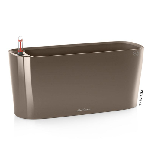 Кашпо Lechuza "Delta Complete taupe high gloss" (пластик), 40x15xH18 см