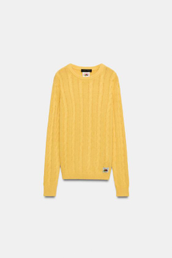 ZARA - FRUIT OF THE LOOM™ ДЖЕМПЕР КРУПНОЙ ВЯЗКИ, ЖЕЛТЫЙ