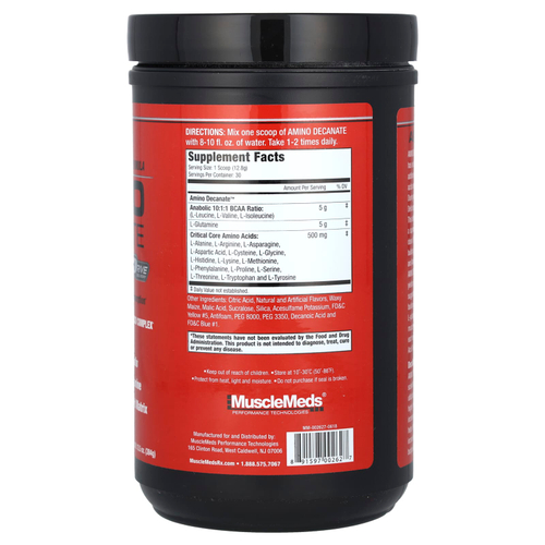 MuscleMeds, аминокислотный деканат, с цитрусовым вкусом и лаймом, 384 г (13,5 унции)