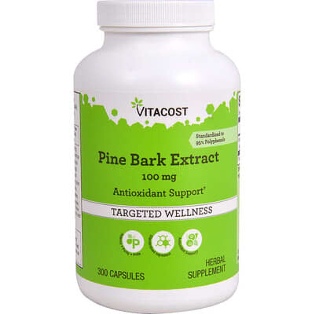 Vitacost, экстракт сосновой коры, 100 мг, 300 капсул
