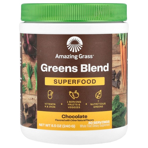 Amazing Grass, смесь зелени, суперфуд, шоколад, 240 г (8,5 унции)