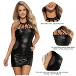 Кожаное платье Ohyeah Lady с ремешками и сеткой, XL-2XL