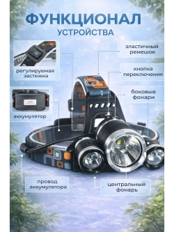 Фонарь налобный аккумуляторный