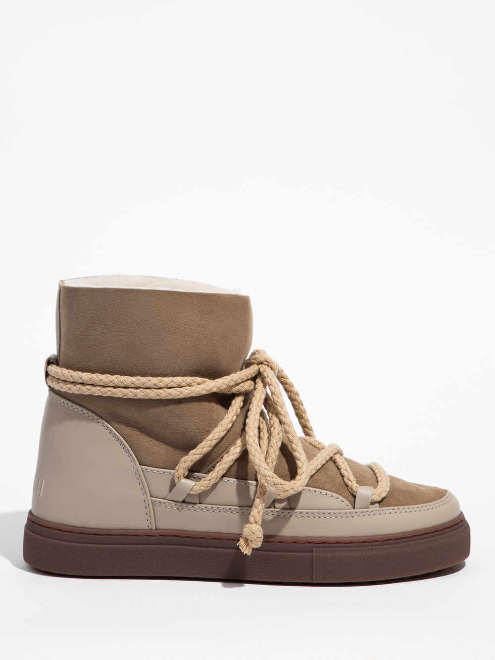 Высокие комбинированные кеды INUIKII Sneaker Classic Beige на меху