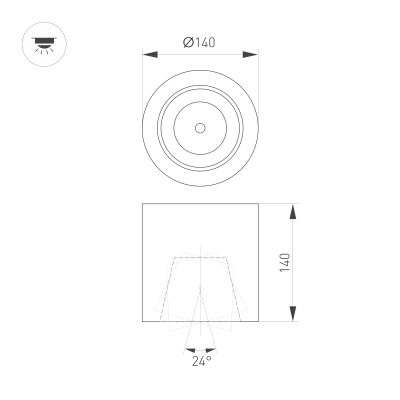 Светильник SP-FOCUS-R140-30W Day White (Arlight, IP20 Металл, 3 года)