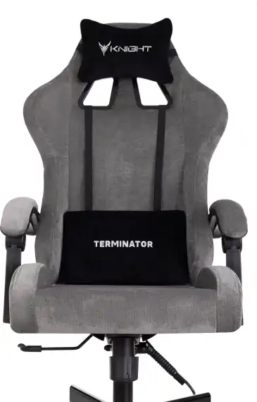 Кресло игровое Knight Terminator серый Light-19 с подголов. крестов. металл
