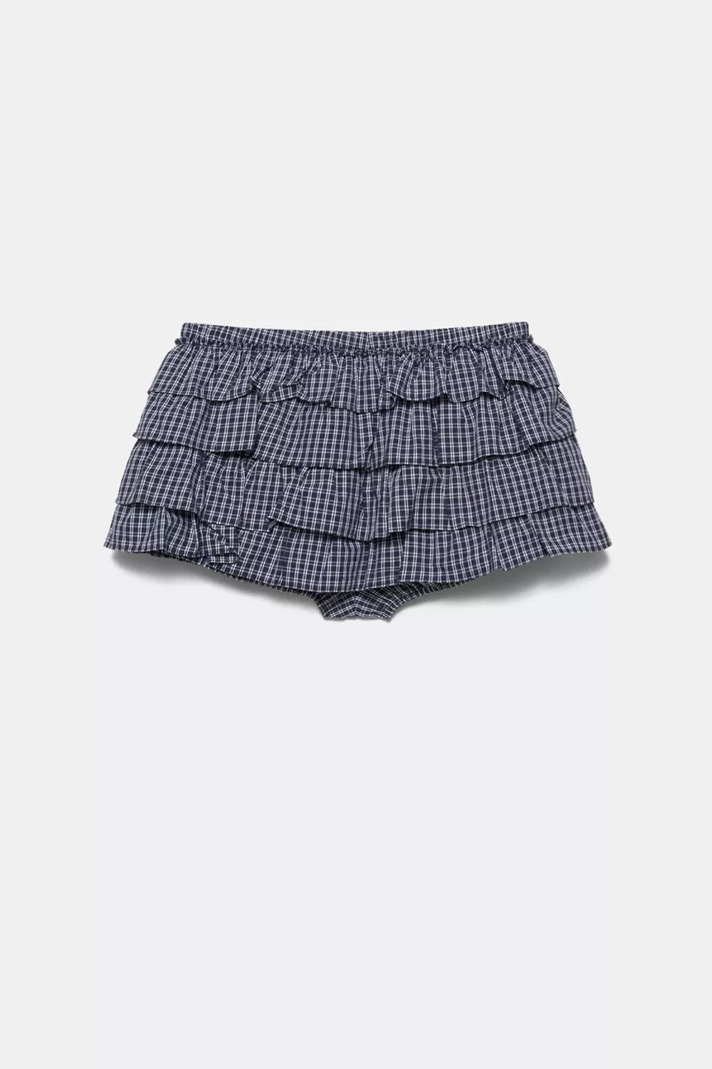 Шорты-юбка в клетку с оборками - PULL&BEAR