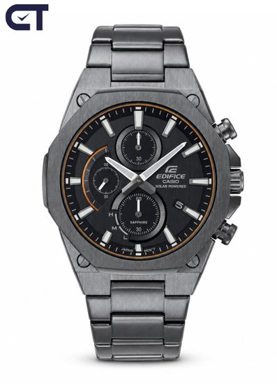 CASIO EFS-S570DC-1AUDF EDIFICE мужские наручные часы — стальной хронограф с черный циферблатом и сапфировым стеклом
