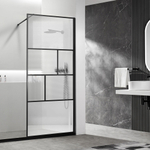 Душевая перегородка Vincea Волк-Ин (Walk-In) VSW-1HC900CFB, 900*2000, черный, стекло прозрачное/рифленое