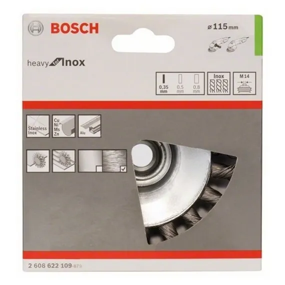 Коническая щетка из нержавейющей стали 0,35 х 115 мм Bosch
