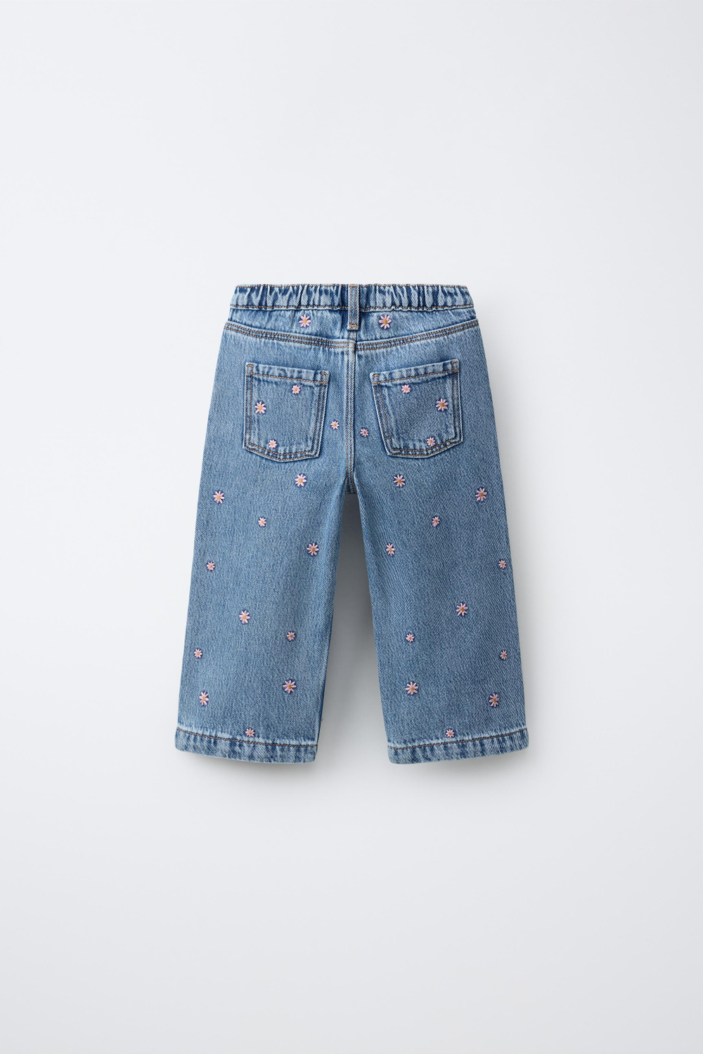 ZARA ДЖИНСЫ-КЮЛОТЫ С ВЫШИВКОЙ, СИНИЙ
