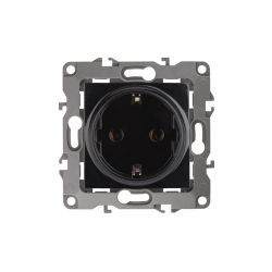 Розетка ЭРА Серия 12 12-2102-06 с заземлением 2P+E Schuko со шторками 16A-250В IP20 чёрный | Эра 12