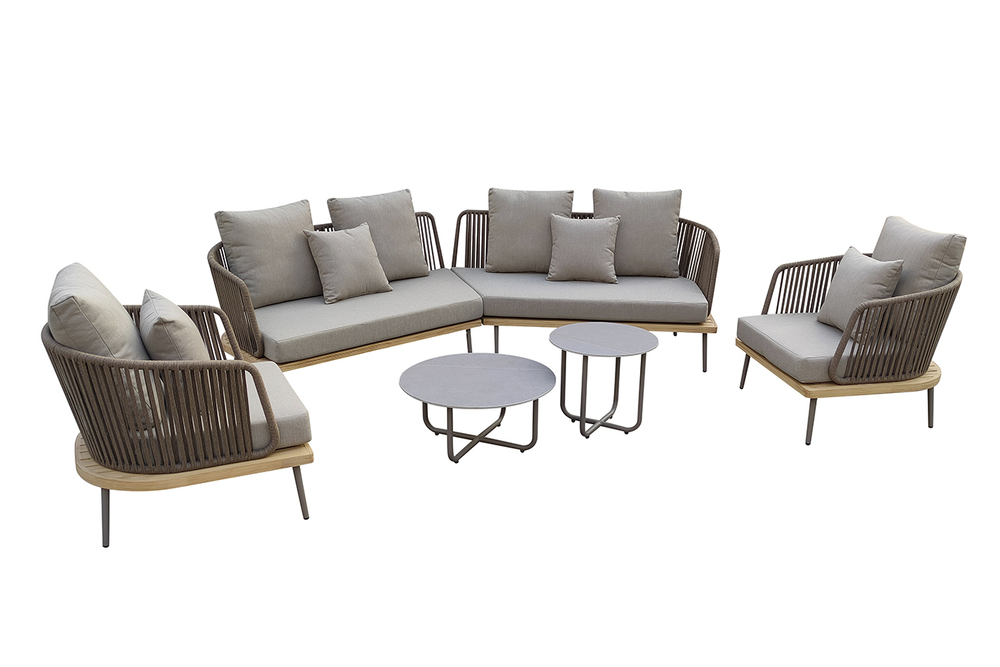 Диван Garda Decor угловой "БЭЙЛИ (BAYLEY)" уличный серый 280*84*75 см