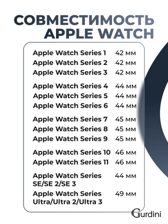 Ремешок Gurdini Sport Band (силиконовый) Apple Watch 42mm/44mm (S/M-M/L) Alaskan Blue