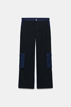 ZARA КОМБИНИРОВАННЫЕ БРЮКИ С КАРМАНАМИ — ZW COLLECTION, МОРСКОЙ СИНИЙ